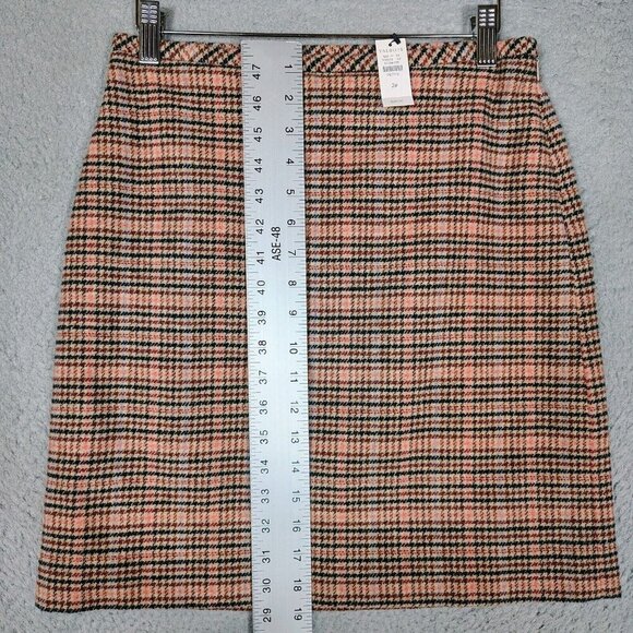 Talbots Skirt Women's 2 Petite Pink Houndstooth Wool Blend Fall Autumn NWT - Picture 4 of 11